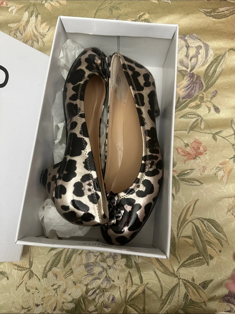 Bijou Leopard-Print Metallic Ballet Flats in Rose Gold and Black